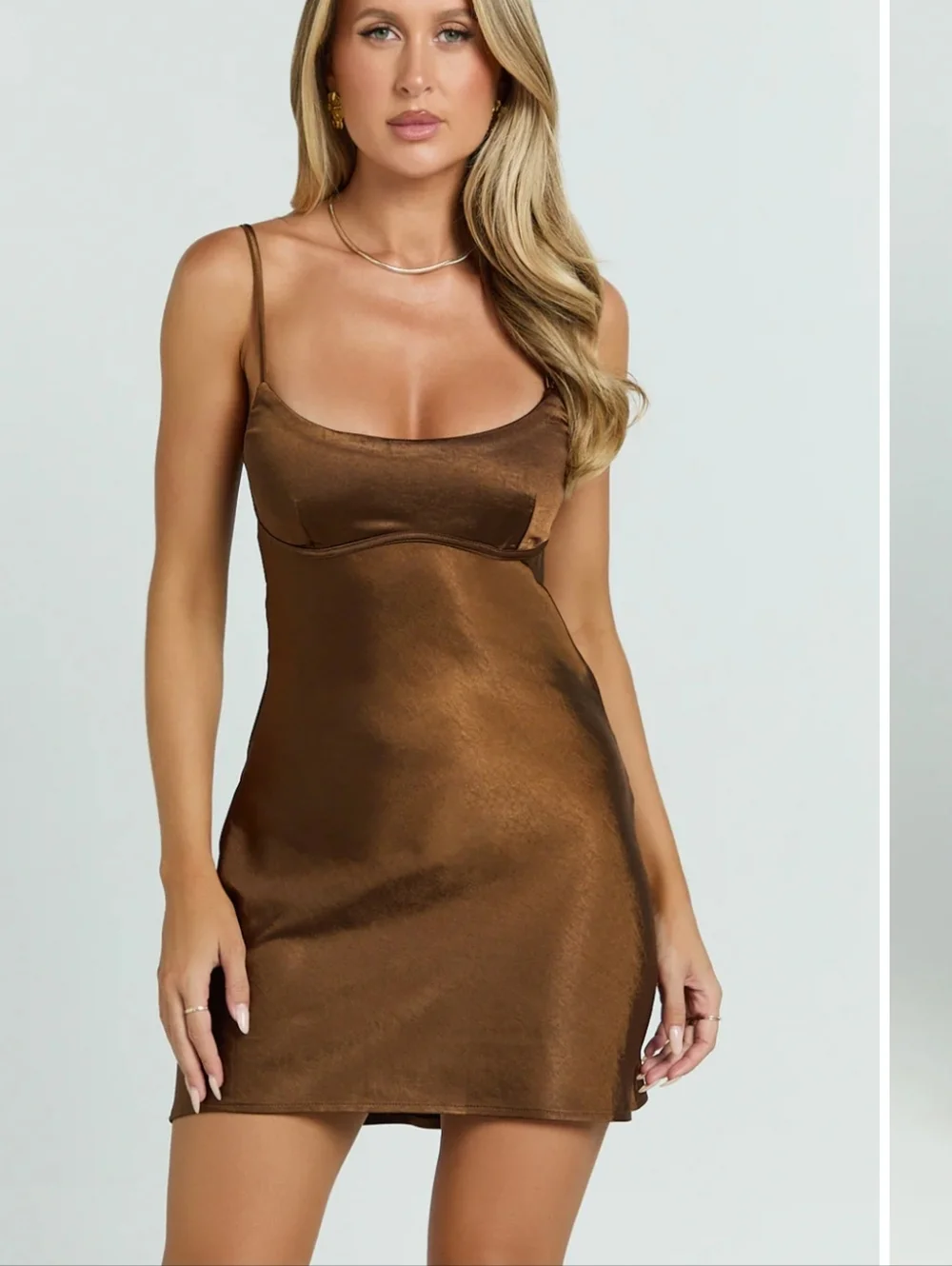 mini brown slip dress Lace Chestnut Brown Mini Dress main image 1